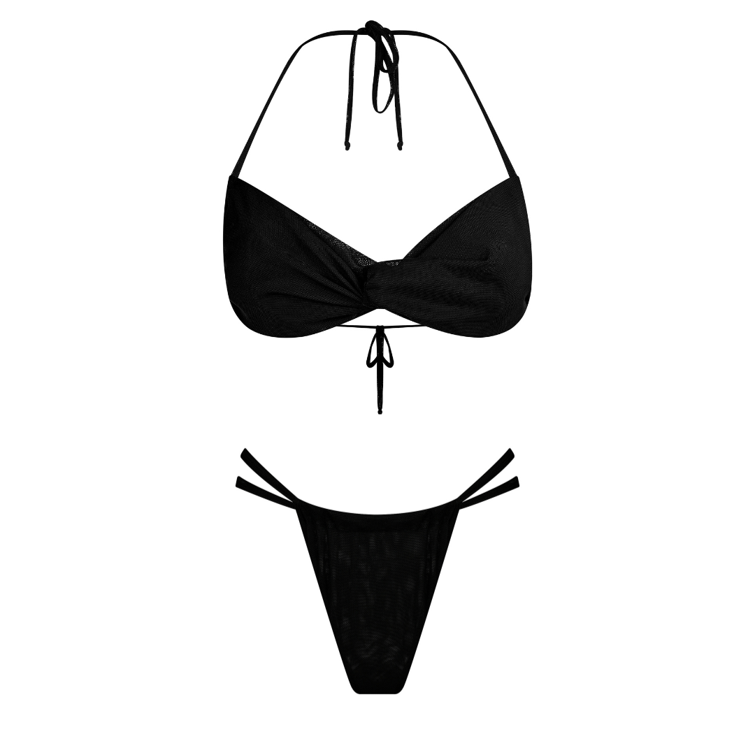 FULL SET | Tan-through Malibu Top + Chile Bottom | Black